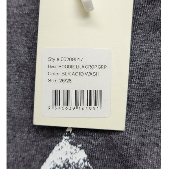 NWT Loralette 26/28 Black Acid Wash 'Fearless Femme' Slogan Hoodie - Picture 10 of 11